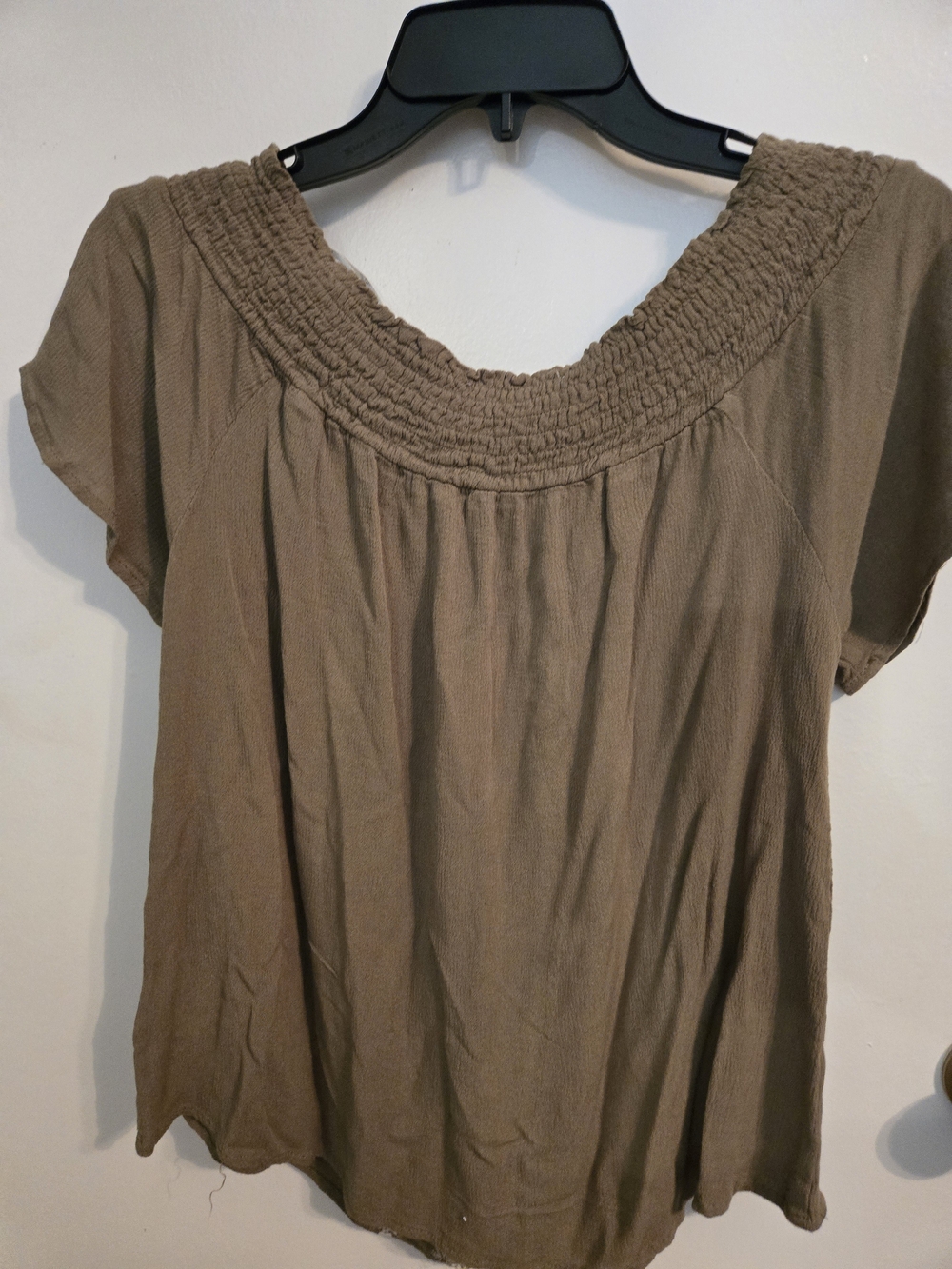 Miss Me Olive Brown Embroidered Scoop Neck Blouse - Picture 3 of 4